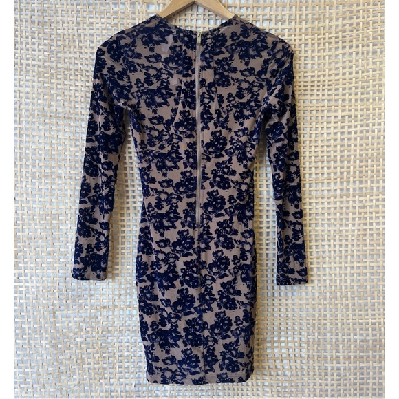 NWT Windsor Size Small Blue Nude Velvet Mesh Bodycon Mini Dress - Picture 2 of 6